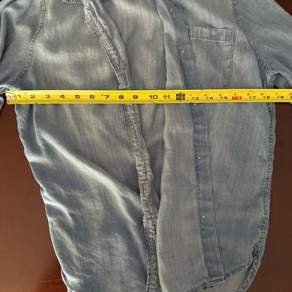 Lola River Women's M Blue Tencel Lyocell Button Down Chambray Shirt Capsule - Picture 3 of 5